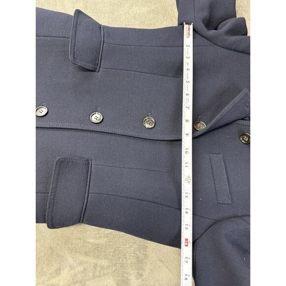 J.Crew Double Cloth Wool Blend Coat 4 Black Italy Fabric Button Front Tailored - Picture 12 of 16